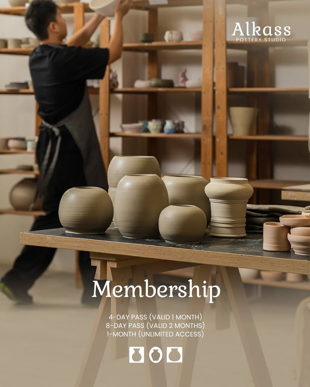 Shape your schedule, shape your clay. 🫶🏻
With memberships for 4 days, 8 days, or