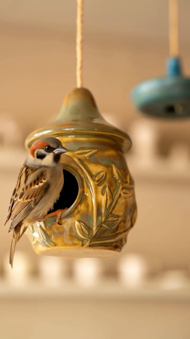A shelter for the sweetest little garden visitors 🕊️ Our new themed pottery work